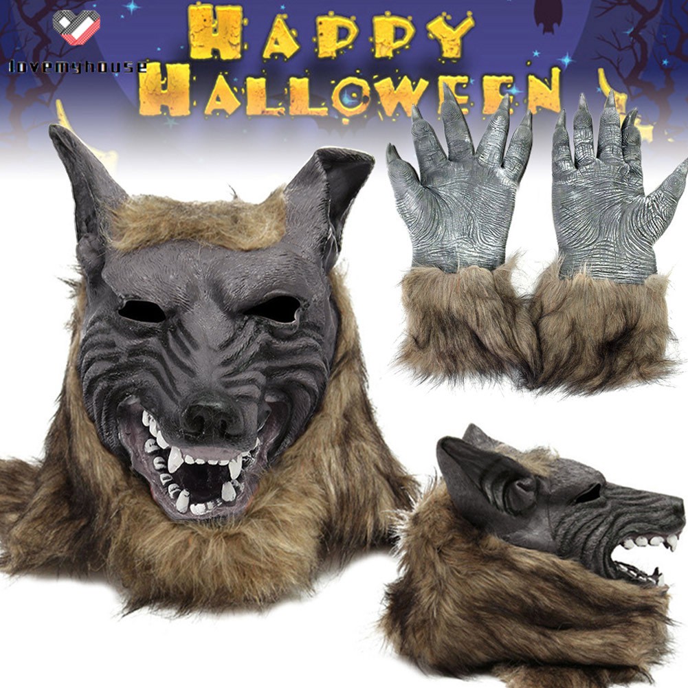 Mặt Nạ Đầu Sói Bằng Cao Su Hóa Trang Halloween