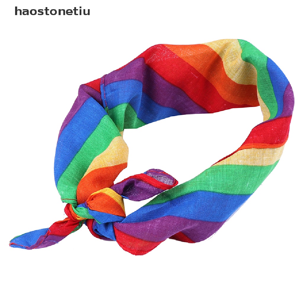 1 Khăn Bandanas Cotton Màu Cầu Vồng Dùng Làm Khẩu Trang / Khăn Quàng Cổ / Mặt