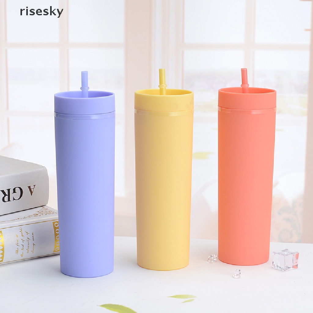 1 Cốc Uống Nước Bằng Nhựa 16oz Có Thể Tái Sử Dụng Kèm Ống Hút ♨Trên đó