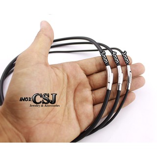 DÂY CHUYỀN CAO SU ĐEN 3LY KHÓA INOX VIP DN112