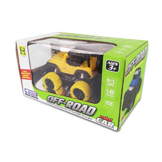 Kagonk Xe ô tô đồ chơi địa hình điều khiển từ xa Mini Car OFF ROAD màu vàng chạy pin cho bé