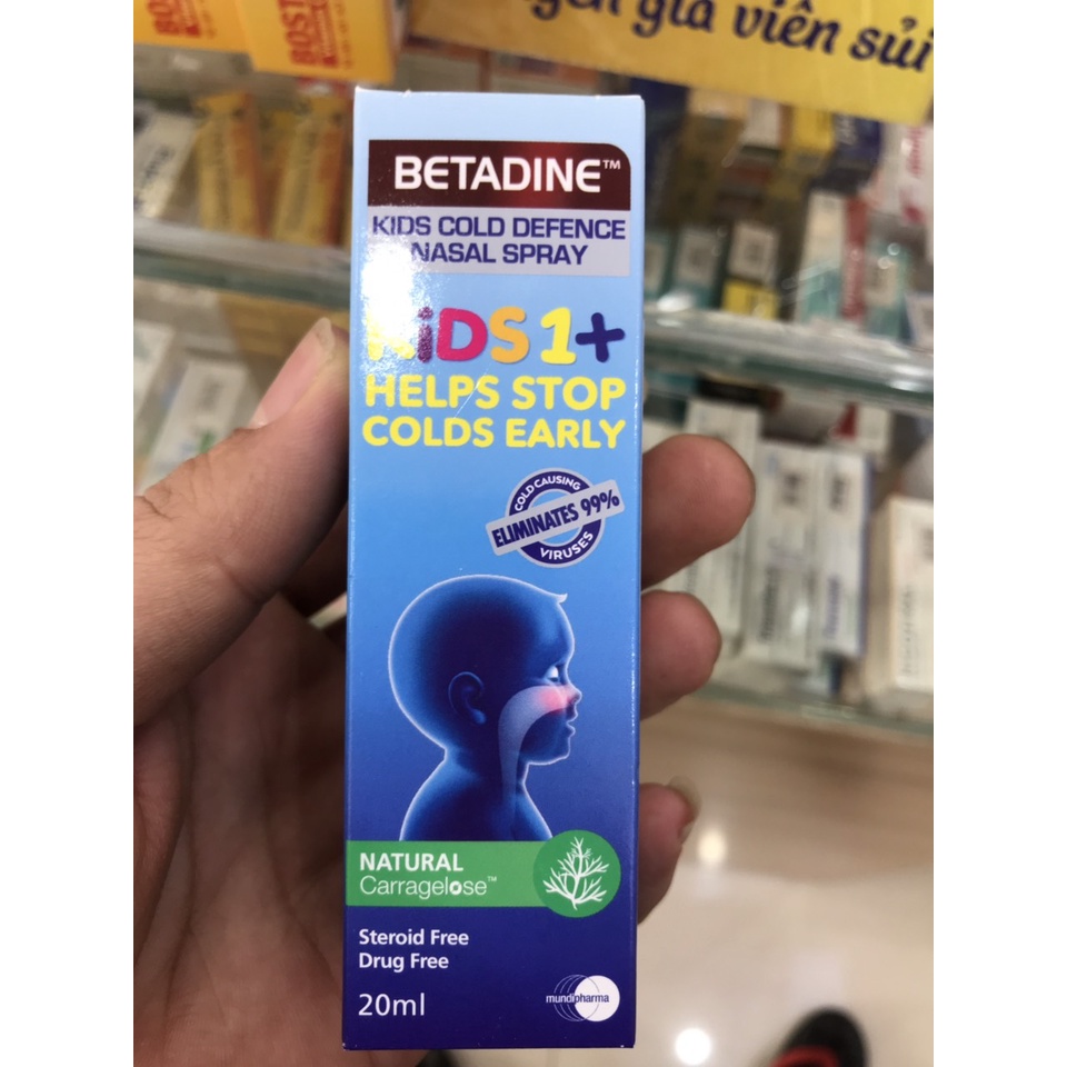 Betadine Cold Defence Nasal Spray 20ml dung dịch xịt mũi ngừa cảm cúm hiệu quả cho bé