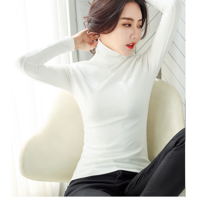 Áo Cổ Lọ Bigsize Nữ Tay Dài Dưới 80Kg Chất Thun Cotton Co Giãn 4 Chiều Thoáng Mát Thấm Hút Mồ Hôi "CL"
