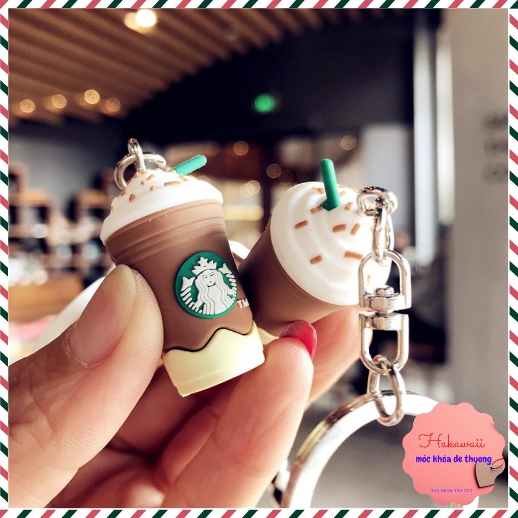 Móc khóa Starbucks kèm dây bện thừng nhiều màu, móc khóa ly trà sữa siêu hot 2022