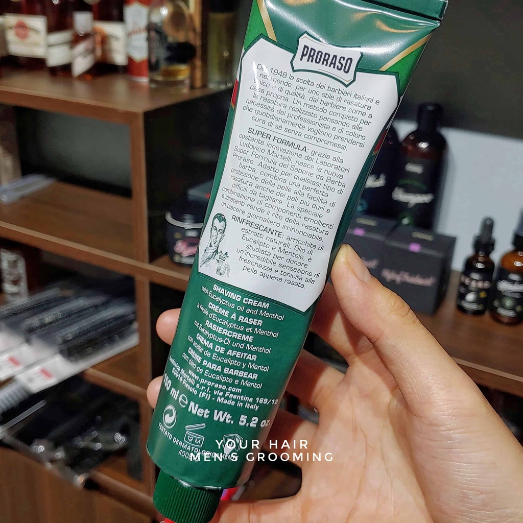 Kem cạo râu dưỡng da Proraso Shave Cream Tube Refresh 150ml | Mùi Bạch đàn - Eucalyptus