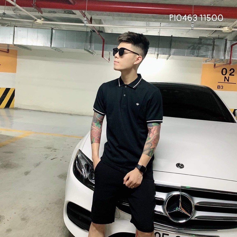 Áo thun Polo nam cổ bẻ họa tiết thêu hình bo viền 100% chất Cotton thoáng mát, không nhăn Basic 2021 | BigBuy360 - bigbuy360.vn