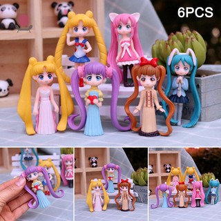 Sét 6 Mô Hình Thủy Thủ Mặt Trăng Sailor Moon Cao 7.5- 8cm