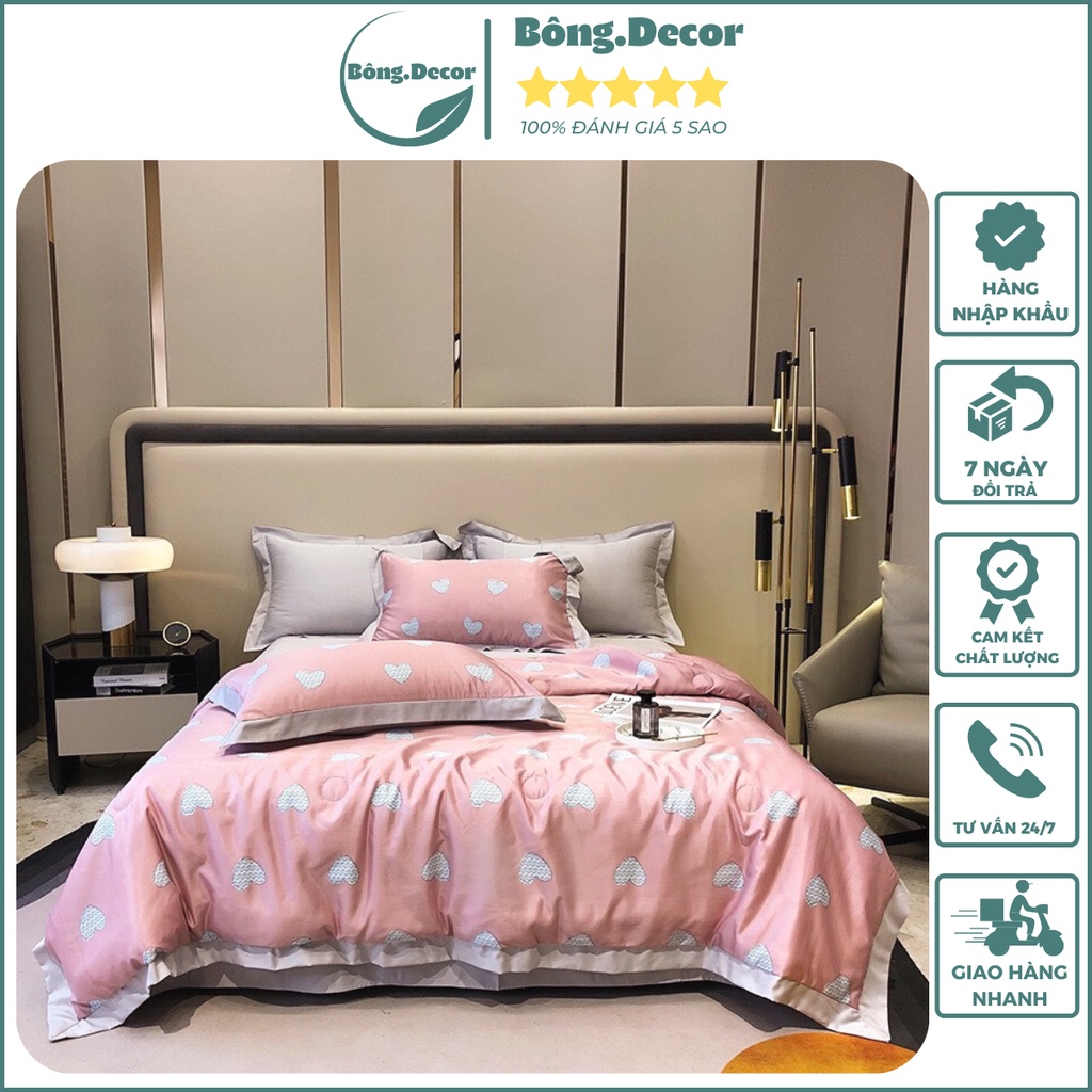 Chăn hè lụa tencel chần bông 3 lớp nhập khẩu cao cấp, mền lụa thái mềm mịn thoáng mát kích thước 2mx2m2 - Bông.Decor