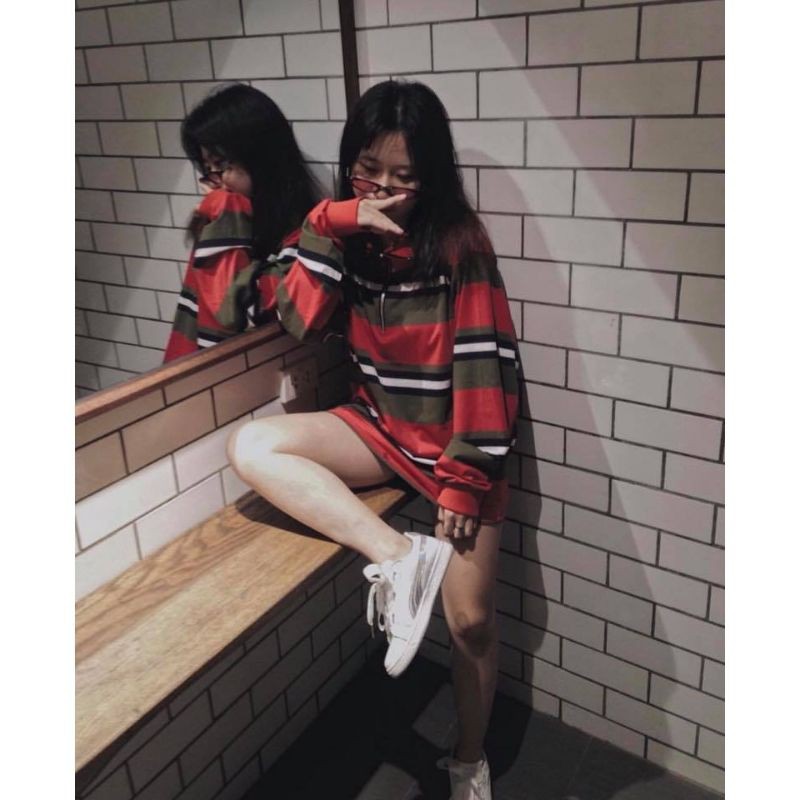 UNISEX - POLO ZIP - ÁO THUN CỔ ZIP - STRIPPED SWEATER