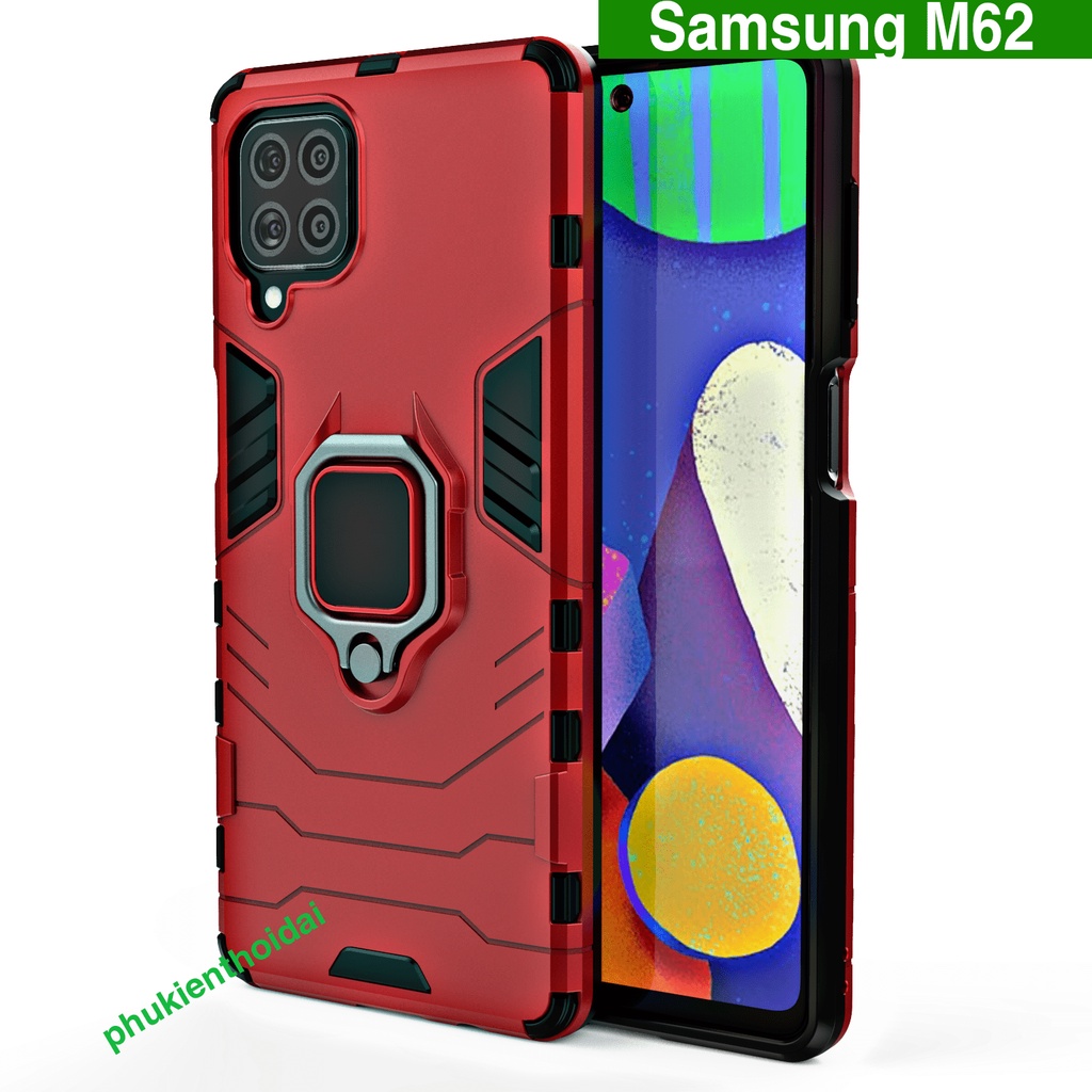 Ốp lưng Samsung M62 Iron Man Iring chống sốc giá đỡ xem phim kiêm nhẫn hút trên ô tô