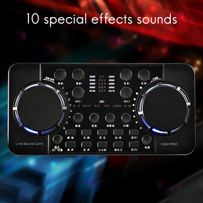 V300 PRO Sound Card 10 Sound Effects Bluetooth Noise Reduction Audio mixers Headset mic Voice Control for Phone PC