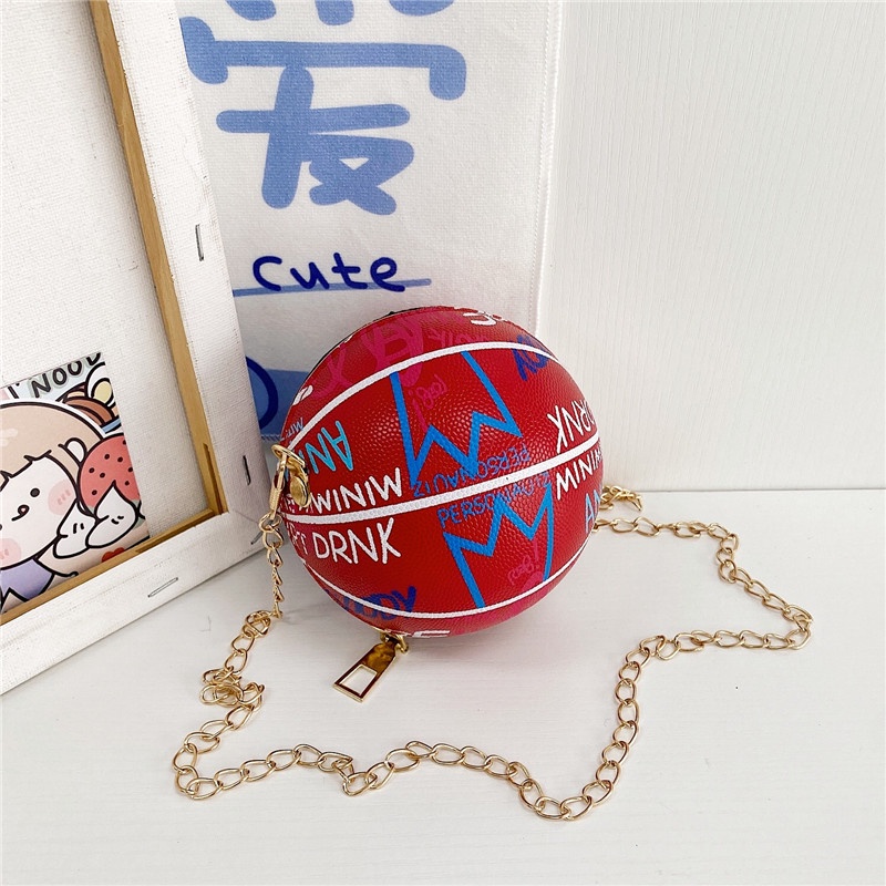 Túi Đeo Chéo Họa Tiết Graffiti Phối Xích Thời Trang Cá Tính Cho Các Bé