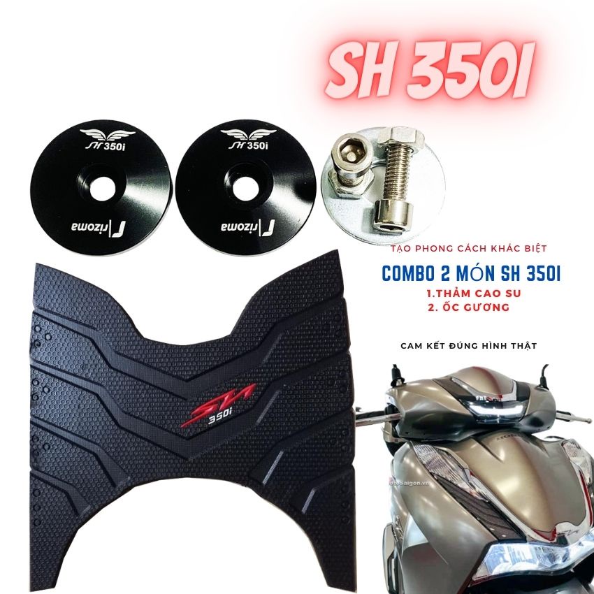 Combo 2 món Cho SH 350i Gồm Thảm Cao Su và Đôi Ốc Bịt Chân Gương Rizoma