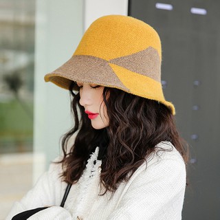Nón Bucket Đan Len Phong Cách Harajuku/Hàn Quốc Dễ Phối Đồ Thời Trang Mùa Đông Ấm Áp Cho Nữ