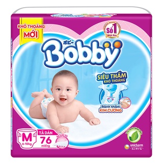 Tã dán Bobby size M 76 miếng - Cho bé 6 - 10kg