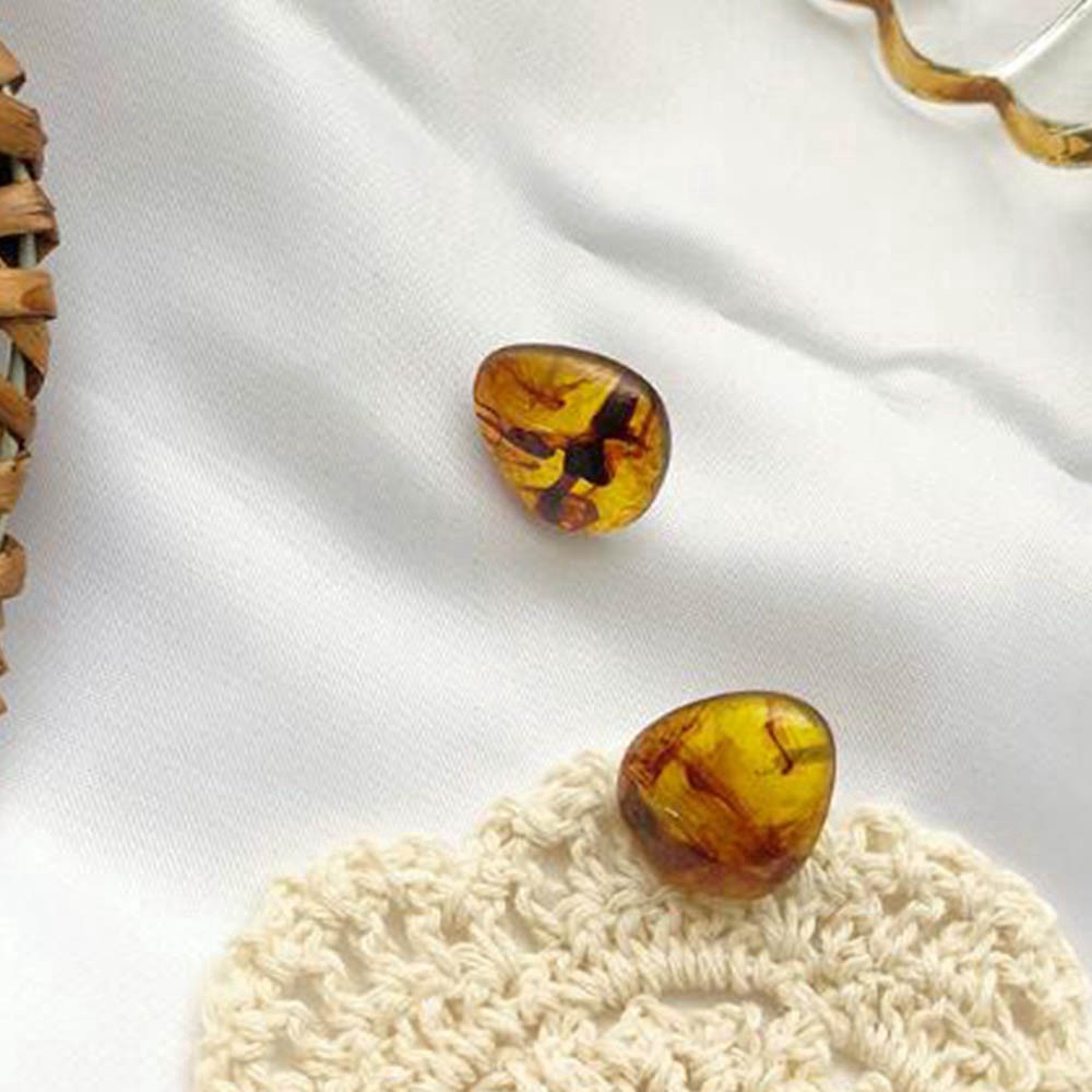 Khuyên kẹp vành tai hình giọt nước bằng nhựa Resin màu xanh lá/tím không xỏ lỗ cho nữ