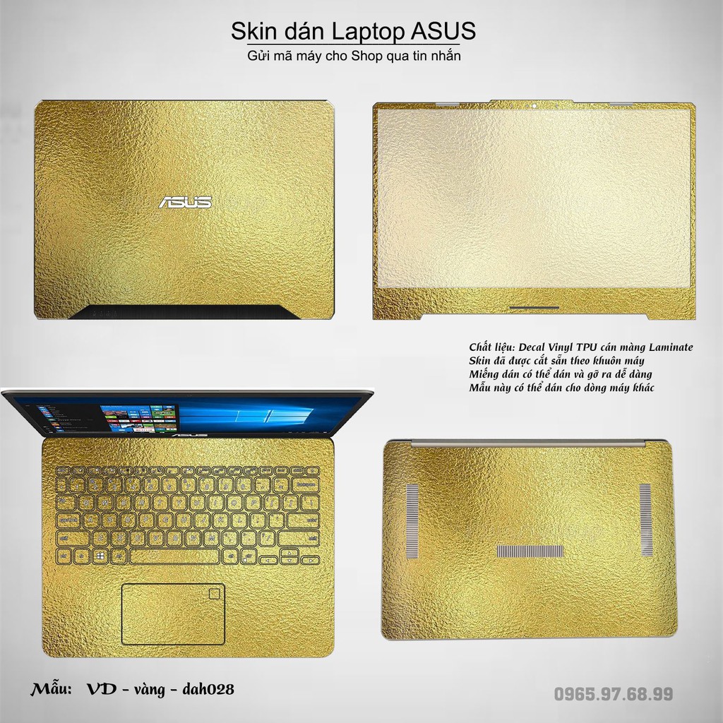 Skin dán Laptop Asus in hình vân vàng (inbox mã máy cho Shop)