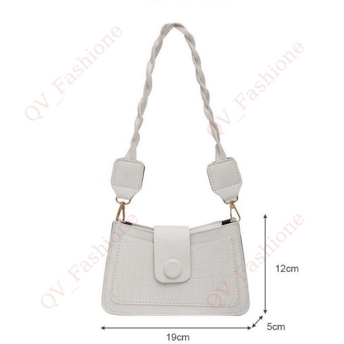 Túi xách nữ da đẹp sang trọng, Túi đeo chéo nữ đi chơi đẹp phối quai da xoắn - QV Fashion