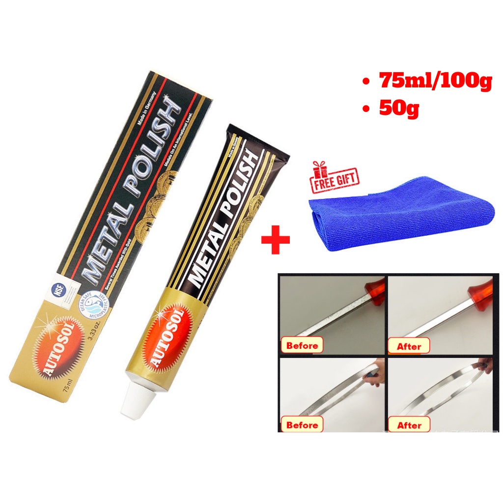 Kem Đánh Bóng Kim Loại, Inox ,Nhôm Autosol Metal Polish  Tăng Khăn