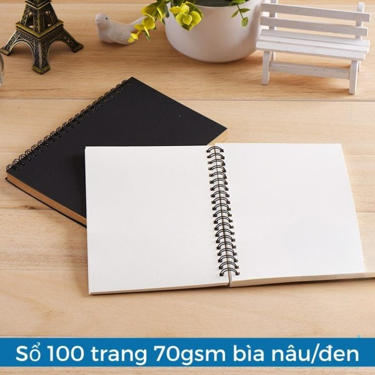 Sổ vẽ chì 100 trang - Sketchbook - Giấy kem trơn 70gsm mỏng - Chanchan Store