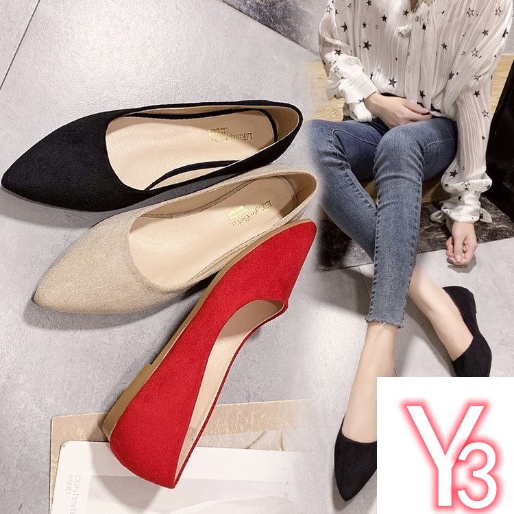 Giày Búp Bê Da Lộn Mũi Nhọn Đế Mềm Miệng Nông Kiểu Hàn Quốc Thời Trang Mùa Thu 2019 Cho Nữ