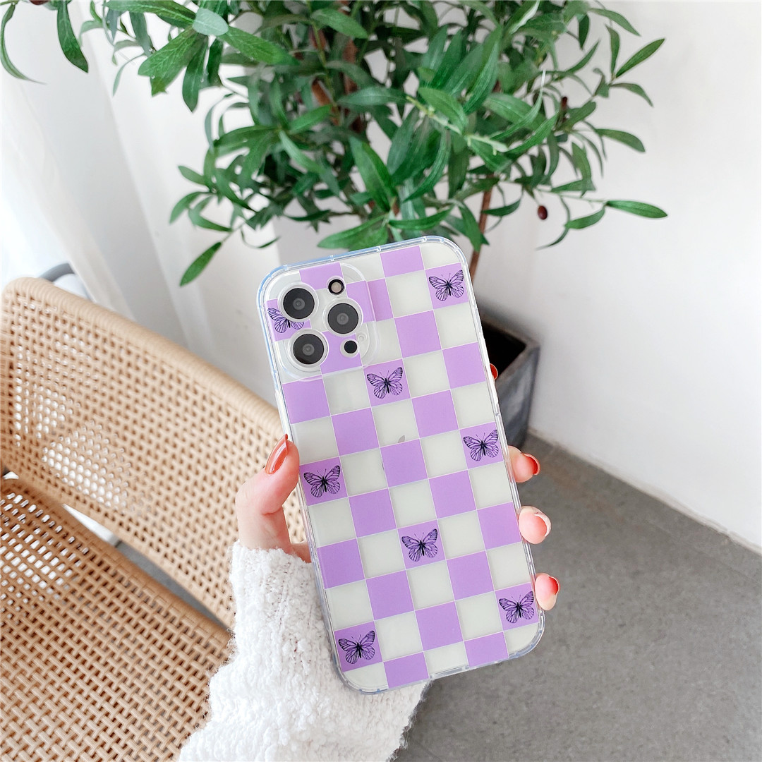 Soft Plastic Phone Cases Cute Couple cartoon butterfly transparent Case suitable for iPhone12 mini 11 PRO MAX 7/8plus SE2020 X/XS XR XSMAX