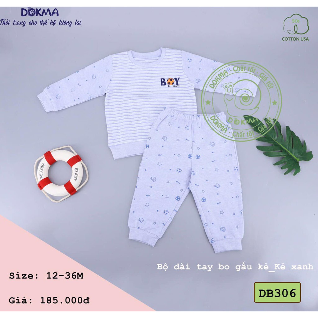 DB306 Bộ quần áo dài tay bo gấu Dokma chất nỉ nhung