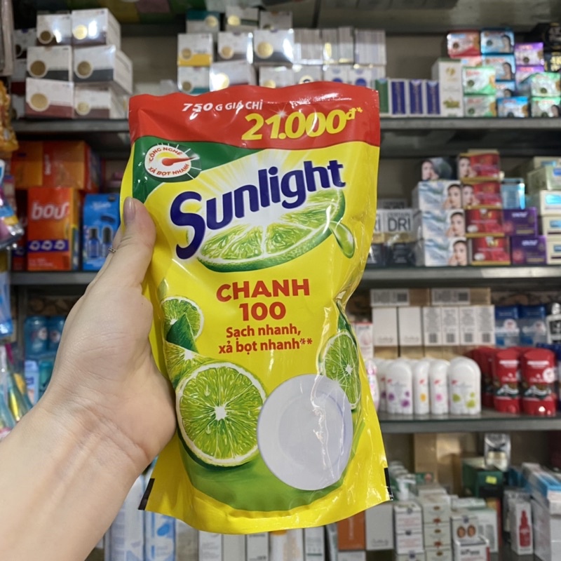 Nước rửa chén Sunlight Chanh 100 chiết xuất chanh tươi túi 750g