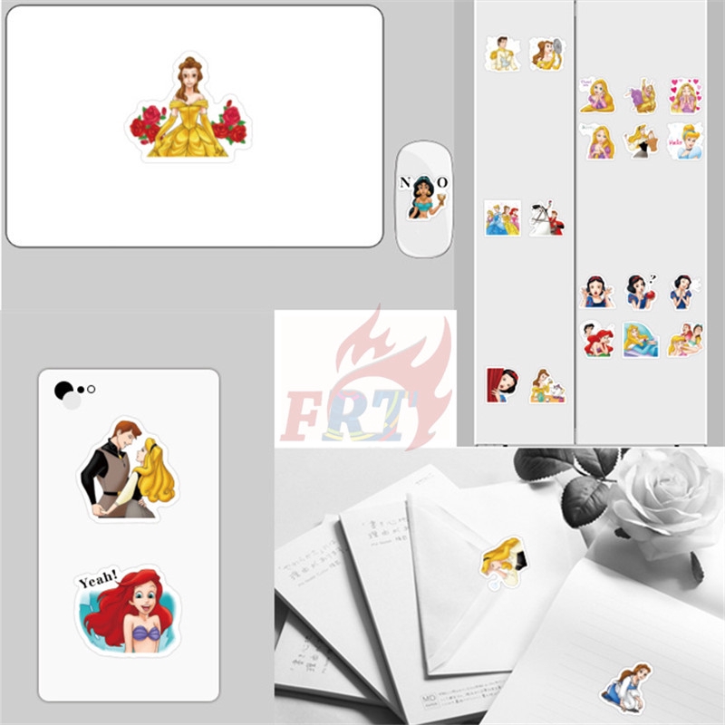 ❉ Bộ 02 Miếng Dán Trang Trí Hình Công Chúa Disney 02 ❉ Set 40 Sticker Dán Trang Trí Nhật Ký, Sổ Tay, Ván Trượt