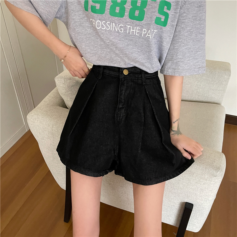 SUXI Quần jeans ngắn ống rộng thời trang dành cho nữ