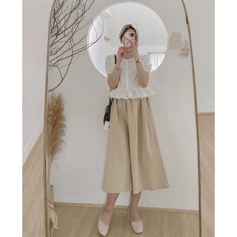 set áo kiểu mix cv kaki