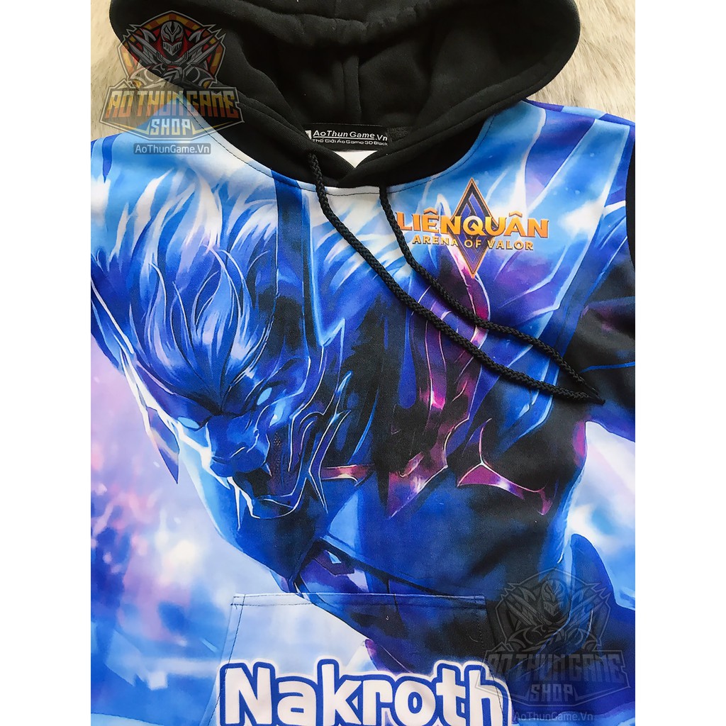 Áo khoác hoodie liên quân mobile 3D Đen Nakroth khiêu chiến AIC Full | Shop AoThunGameVn