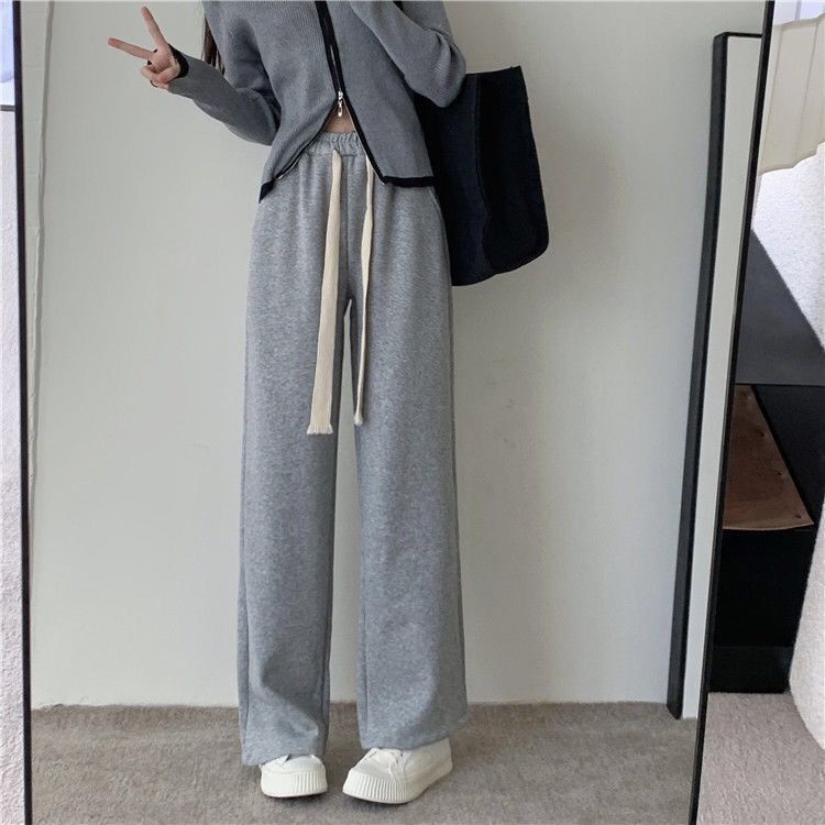 Quần Thể Thao Ống Rộng Lưng Cao Thời Trang Mùa Thu Cho Nữ