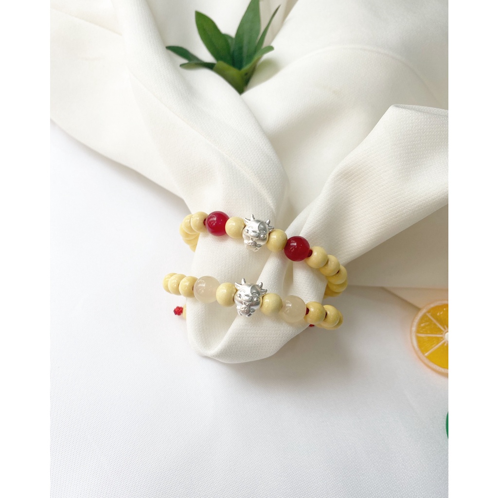 Vòng dâu mix charm con giáp cho bé yêu Dế Bạc