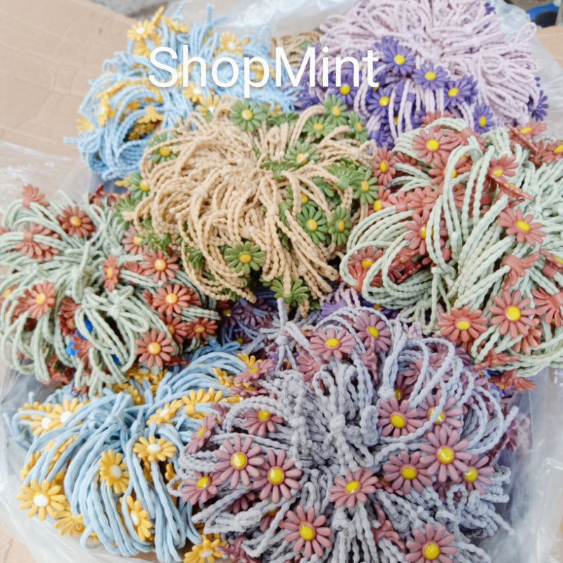 Sỉ 100 dây buộc cột tóc hoa cúc họa mi Hàn Quốc hot trend mix 5 màu xinh xắn đẹp