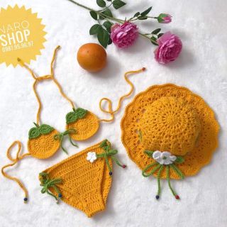 Set Bikini len handmade cho bé iu