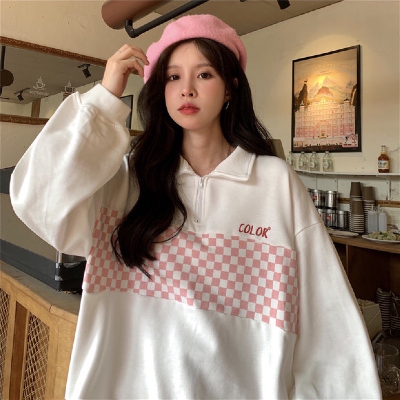 🔺Áo phông nữ có cổ hàng cao cấp form rộng kẻ caro | BigBuy360 - bigbuy360.vn