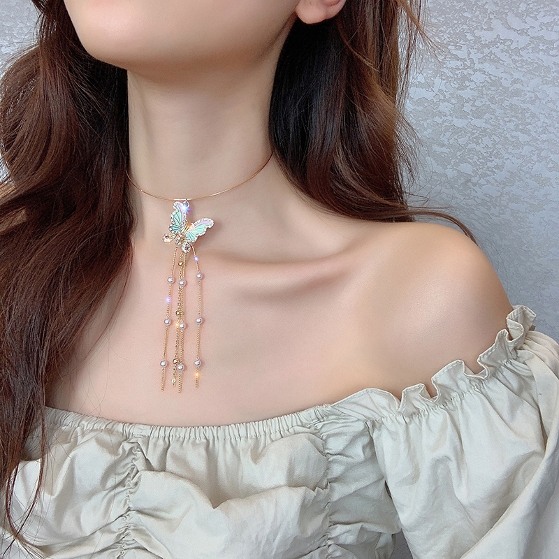 Vòng Cổ Choker Hình Bướm Đính Ngọc Trai | BigBuy360 - bigbuy360.vn