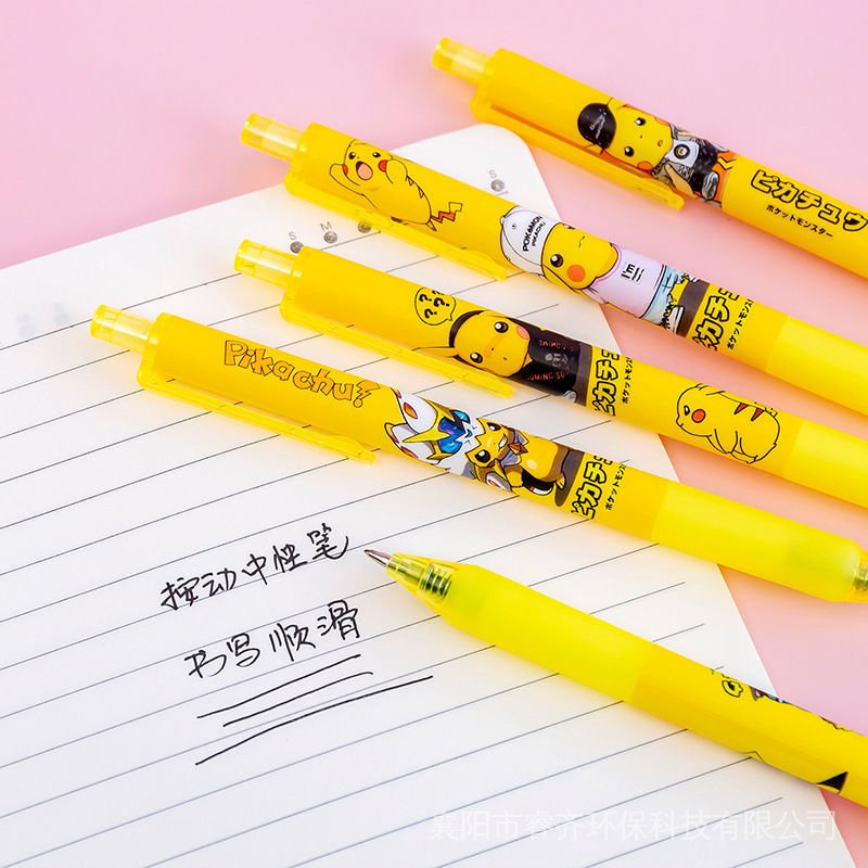 Bút Bi Mực Đen Ngòi 0.5 / 0.5Mm In Hình Pikachu Dễ Thương Cho Học Sinh