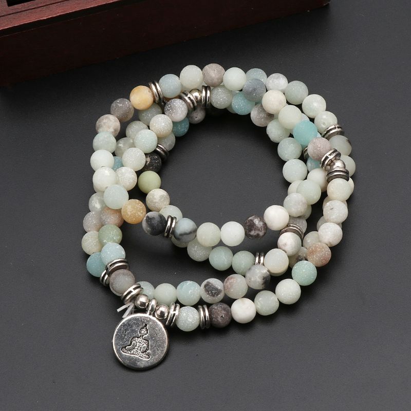 Vòng Cổ Chuỗi Hạt Đá Mala Amazonite 108 Hạt