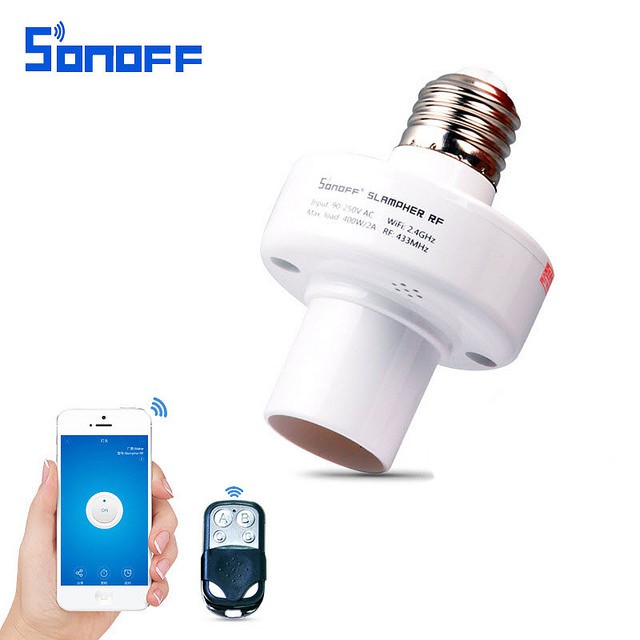 Chuôi (đui) đèn thông minh điều khiển qua sóng wifi Sonoff Slampher RF