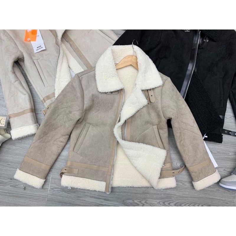 Áo Khoác jacket Da lộn lót lông siêu ấm
