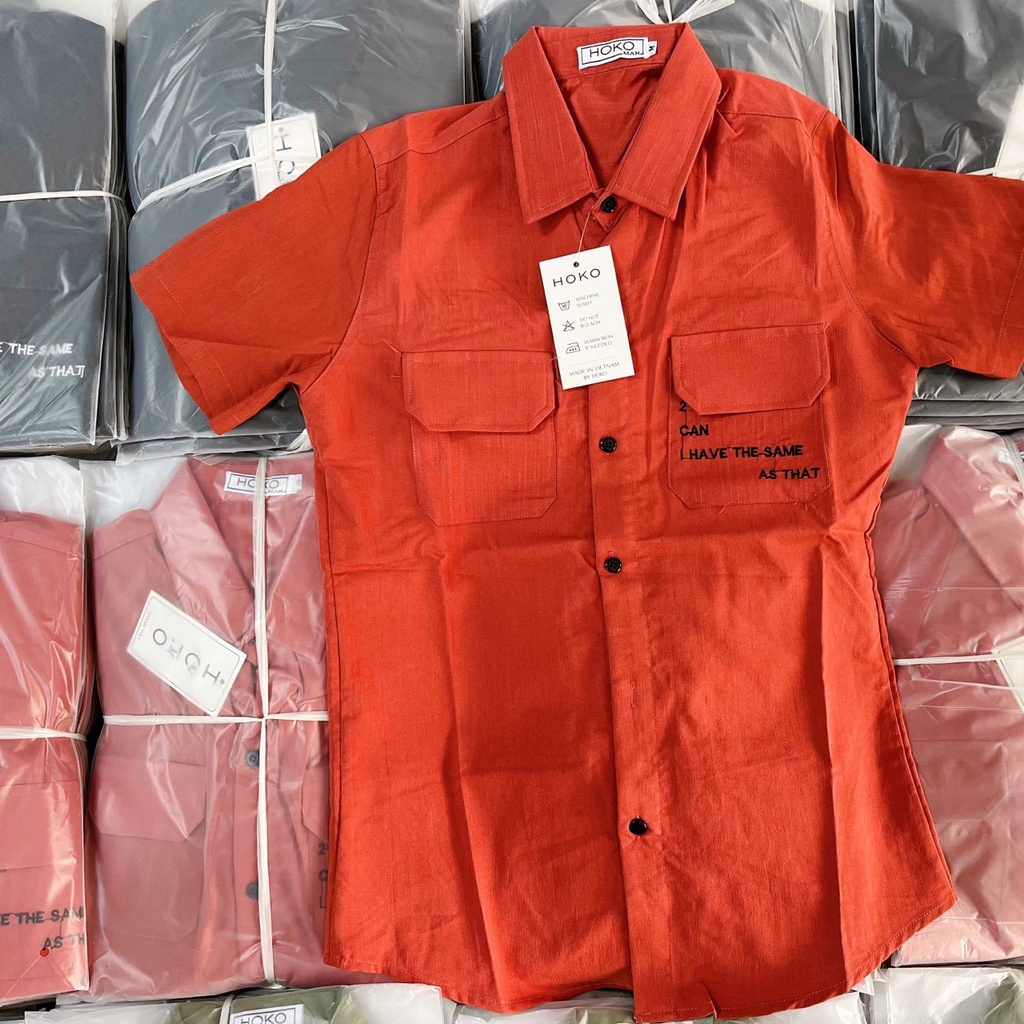 Áo sơ mi tay ngắn form hàn quốc trẻ trung với 4 màu thanh lịch