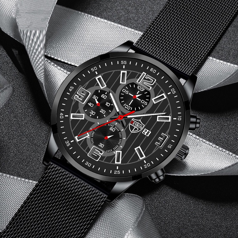 Đồng Hồ Quartz Nam Hiển Thị Ngày Dây Đeo Da Dạ Quang Thời Trang 2022