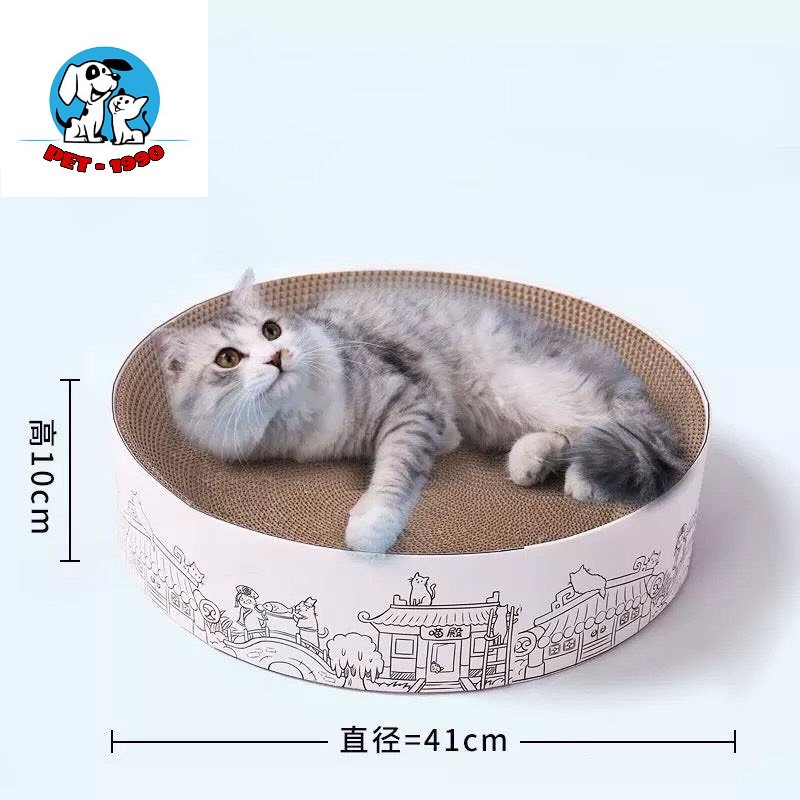 Bàn Cào Móng Hình Tròn - Ổ Nằm Cho Mèo (tặng 1 gói catnip giúp mèo thư giãn)