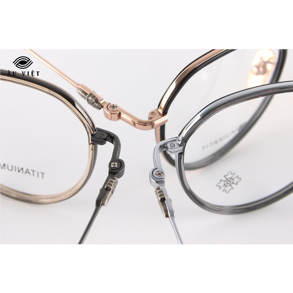 Gọng kính kim loại titanium Ch RS-88009 dáng tròn Full box