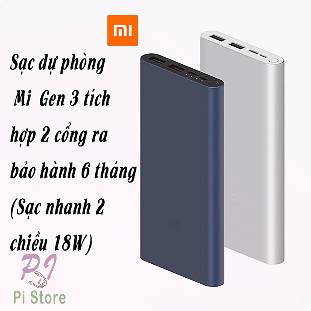 [Bán Lỗ Xả Kho]  Sạc dự phòng Xiaomi 10000mAh Gen 3 Bản Sạc Nhanh 2020 – Xiaomi Mi 18W Fast Charge Power Bank chính hãng