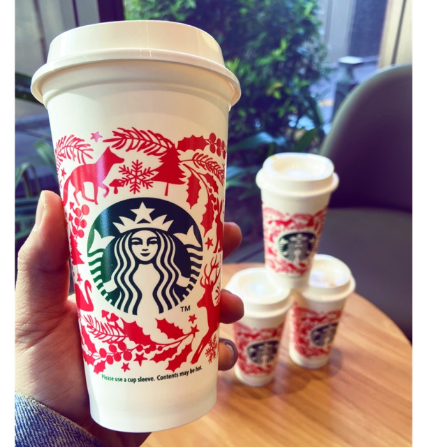 Ly Hot nhựa cứng tái sử dụng Reuseable Giáng Sinh Starbuck 2020