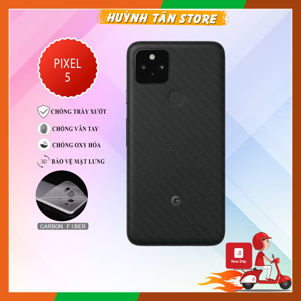 Miếng dán decal carbon mặt sau Pixel 5 chống trầy mặt lưng, chống bám vân tay