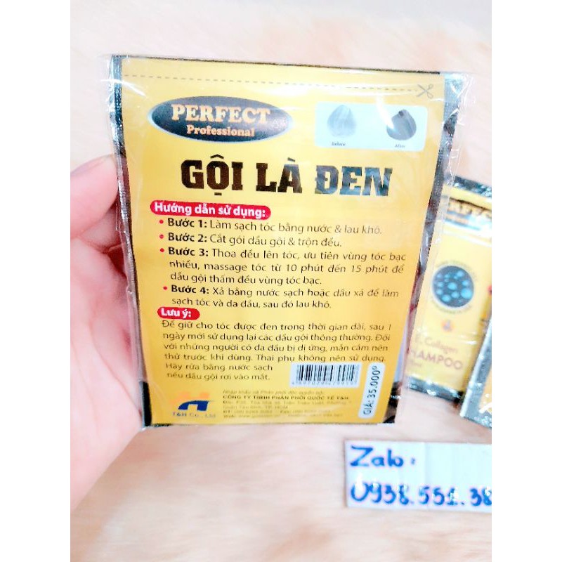 Gội là đen PERFECT formulated in USA colagen gói nâu vàng